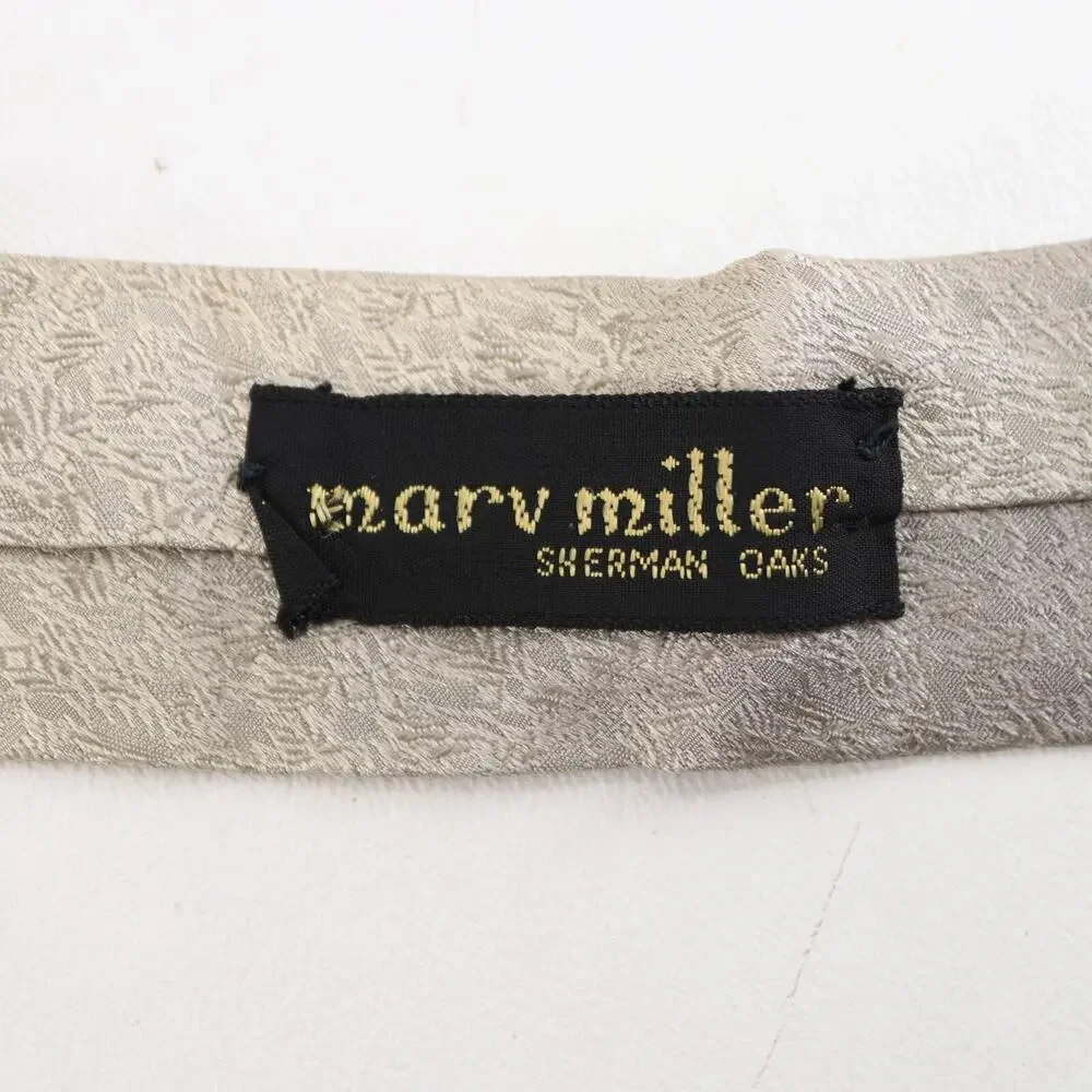 Lilly Dache Marv Miller Tie Mens 56 in Silk Gray Ombre Abstract Geo Floral Wide